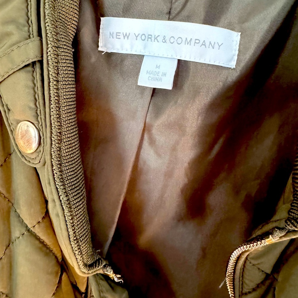 New York and Company Navy green bomber jacket.